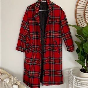 Red plaid coat